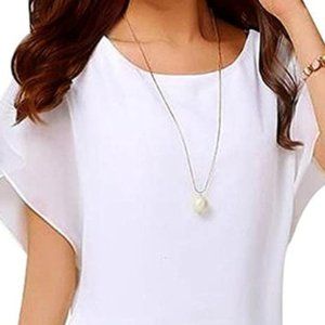 Women's loose Casual Short Sleeve Chiffon shirt